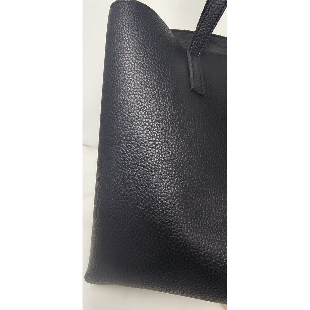Vince Camuto Luck Tote Vegan Pebbled Leather Carryall Bag Purse Black Grey - Picture 7 of 16